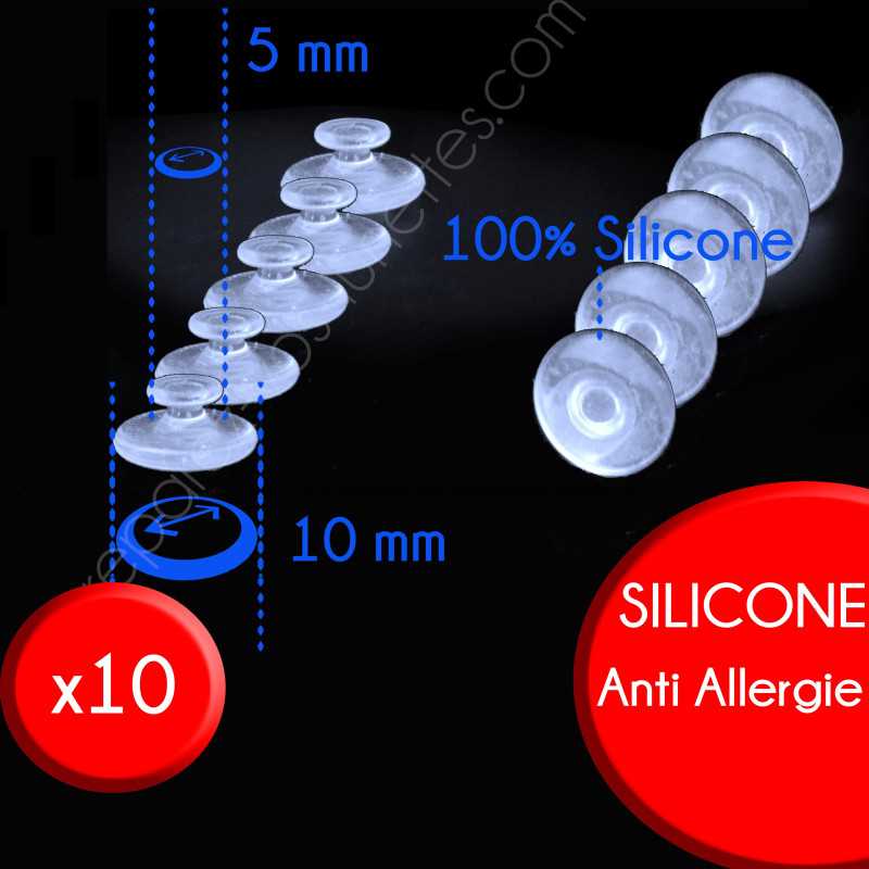 10 plaquettes à clipser silicone sur (clips ronds) Reparez