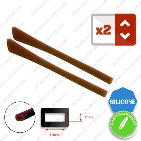 2x Temple tips Silicon Brown Flat